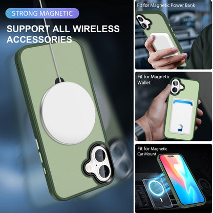 For iPhone 16 Skin-feel MagSafe Holder PC Hybrid TPU Phone Case(Green) - iPhone 16 Cases by PMC Jewellery | Online Shopping South Africa | PMC Jewellery | Buy Now Pay Later Mobicred