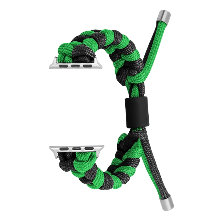 For Apple Watch Ultra 2 49mm Paracord Fishtail Braided Silicone Bead Watch Band(Black Green) - Watch Bands by PMC Jewellery | Online Shopping South Africa | PMC Jewellery | Buy Now Pay Later Mobicred