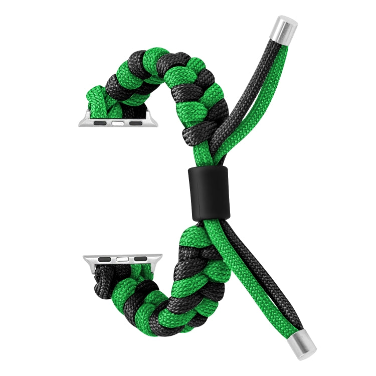 For Apple Watch Ultra 49mm Paracord Fishtail Braided Silicone Bead Watch Band(Black Green) - Watch Bands by PMC Jewellery | Online Shopping South Africa | PMC Jewellery | Buy Now Pay Later Mobicred