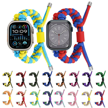 For Apple Watch Ultra 49mm Paracord Fishtail Braided Silicone Bead Watch Band(Purple Yellow) - Watch Bands by PMC Jewellery | Online Shopping South Africa | PMC Jewellery | Buy Now Pay Later Mobicred