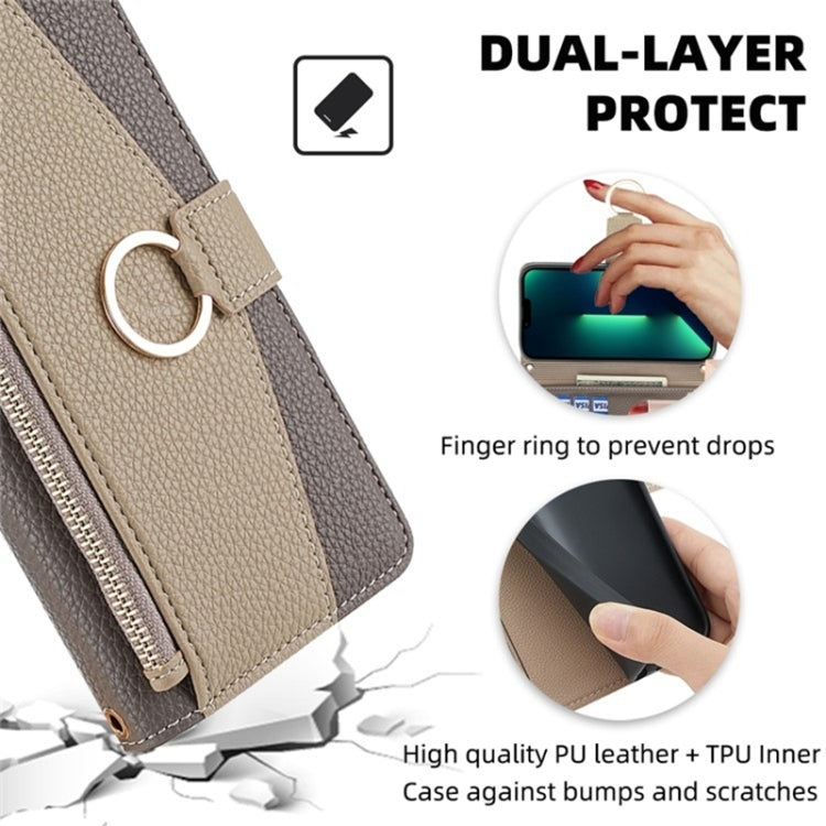 For Sharp Aquos Sense7 Plus Crossbody Litchi Texture Leather Phone Case(Grey) - More Brand by PMC TechLife | Online Shopping South Africa | PMC TechLife | Buy Now Pay Later Mobicred