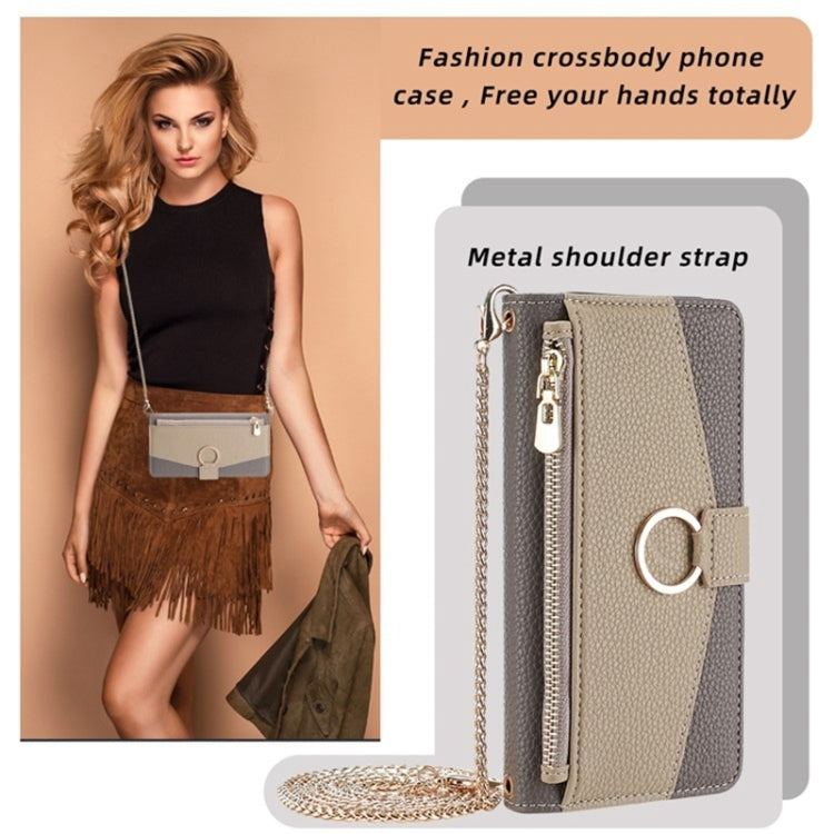 For Sharp Aquos Sense7 Plus Crossbody Litchi Texture Leather Phone Case(Grey) - More Brand by PMC TechLife | Online Shopping South Africa | PMC TechLife | Buy Now Pay Later Mobicred