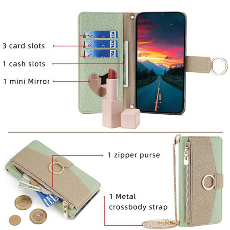 For Sharp Aquos wish4 Crossbody Litchi Texture Leather Phone Case(Green) - More Brand by PMC TechLife | Online Shopping South Africa | PMC TechLife | Buy Now Pay Later Mobicred