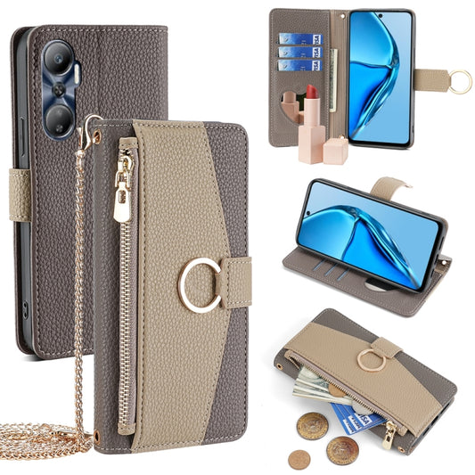 For Infinix Hot 20 4G Crossbody Litchi Texture Leather Phone Case(Grey) - Infinix Cases by PMC Jewellery | Online Shopping South Africa | PMC Jewellery | Buy Now Pay Later Mobicred