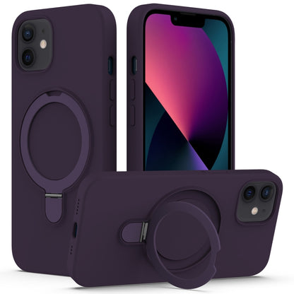 For iPhone 12 MagSafe Magnetic Liquid Silicone Phone Case with Ring Holder(Purple) - iPhone 12 / 12 Pro Cases by PMC Jewellery | Online Shopping South Africa | PMC Jewellery