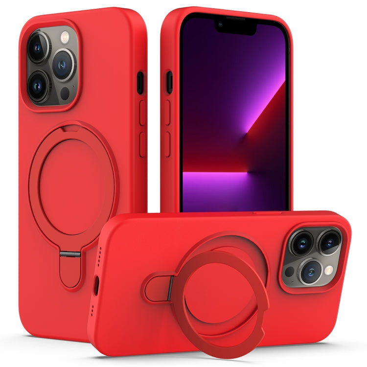 For iPhone 13 Pro Max MagSafe Magnetic Liquid Silicone Phone Case with Ring Holder(Red) - iPhone 13 Pro Max Cases by PMC TechLife | Online Shopping South Africa | PMC TechLife