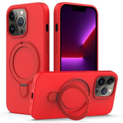 For iPhone 13 Pro Max MagSafe Magnetic Liquid Silicone Phone Case with Ring Holder(Red) - iPhone 13 Pro Max Cases by PMC Jewellery | Online Shopping South Africa | PMC Jewellery