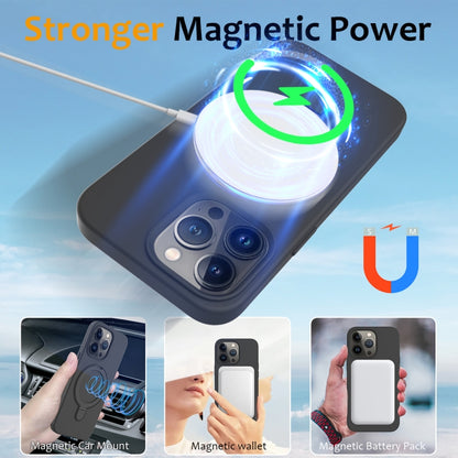 For iPhone 14 Pro MagSafe Magnetic Liquid Silicone Phone Case with Ring Holder(Carbon Black) - iPhone 14 Pro Cases by PMC Jewellery | Online Shopping South Africa | PMC Jewellery