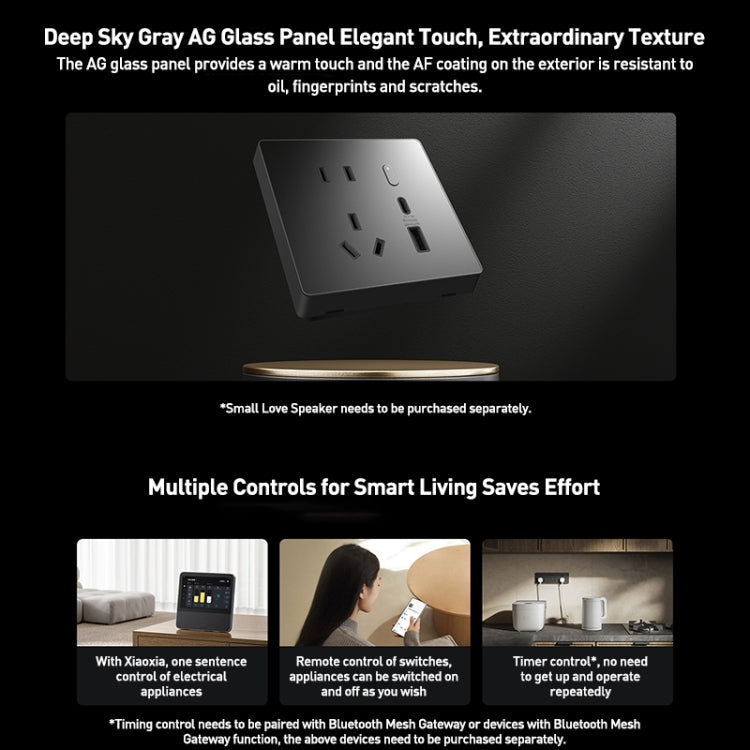 Original Xiaomi Smart Wall Socket Pro Smart Linkage 20W Fast Charging Works with Mijia APP(Dark Grey) - Smart Socket by Xiaomi | Online Shopping South Africa | PMC Jewellery | Buy Now Pay Later Mobicred