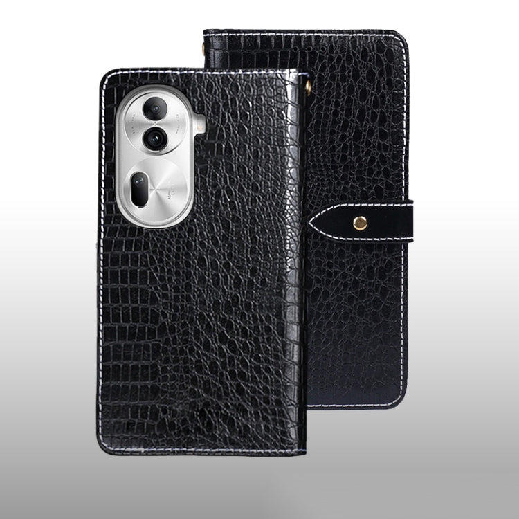 For OPPO Reno11 Pro 5G Global idewei Crocodile Texture Leather Phone Case(Black) - OPPO Cases by idewei | Online Shopping South Africa | PMC Jewellery | Buy Now Pay Later Mobicred