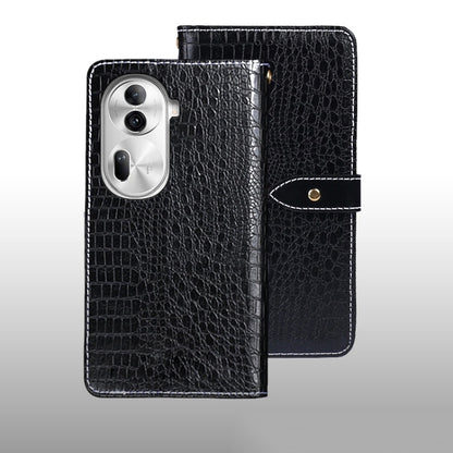 For OPPO Reno11 Pro 5G Global idewei Crocodile Texture Leather Phone Case(Black) - Reno11 Pro Cases by idewei | Online Shopping South Africa | PMC Jewellery | Buy Now Pay Later Mobicred