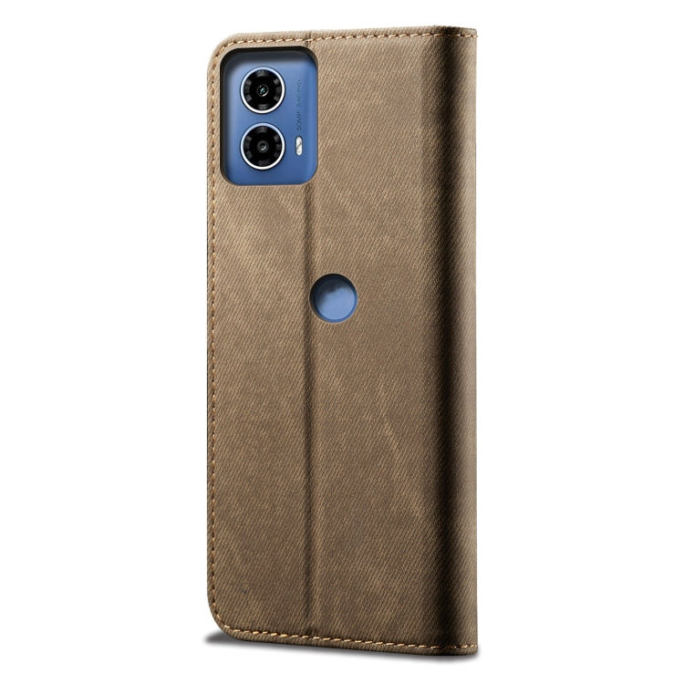 For Motorola Moto G34 Denim Texture Flip Leather Phone Case(Khaki) - free shipping - PMC TechLife - Order now!
