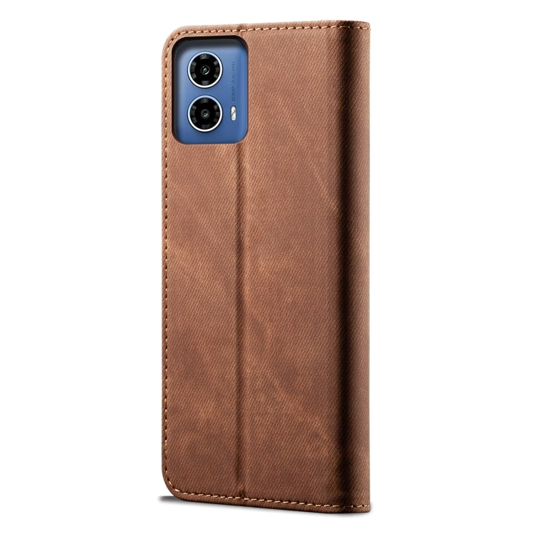 For Motorola Moto G85 Denim Texture Flip Leather Phone Case(Brown) - free shipping - PMC TechLife - Order now!
