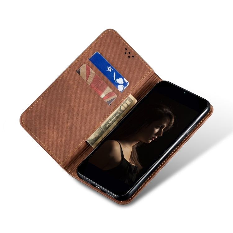 For Motorola Moto G85 Denim Texture Flip Leather Phone Case(Brown) - free shipping - PMC TechLife - Order now!