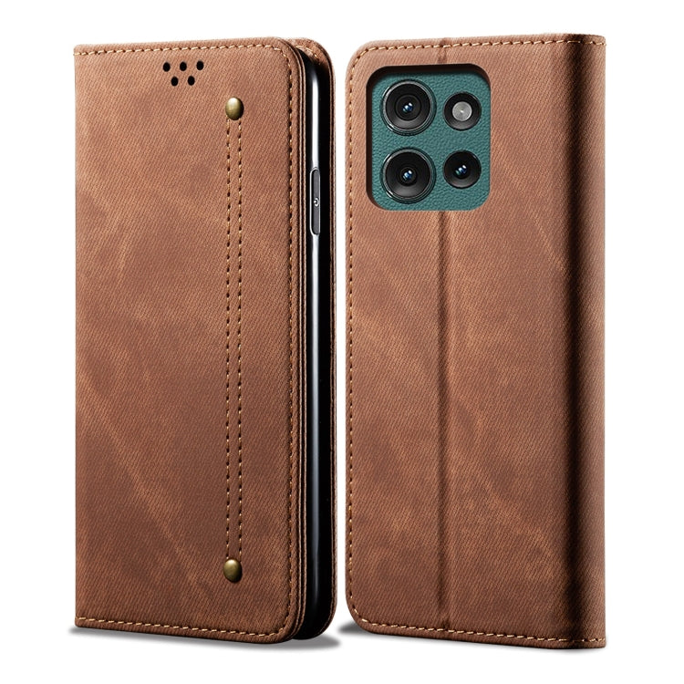 For Motorola Moto G75 5G Denim Texture Flip Leather Phone Case(Brown) - free shipping - PMC TechLife - Order now!