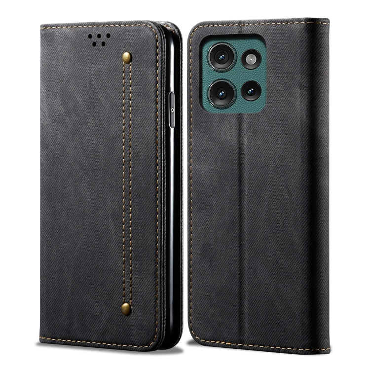 For Motorola Moto G75 5G Denim Texture Flip Leather Phone Case(Black) - free shipping - PMC TechLife - Order now!