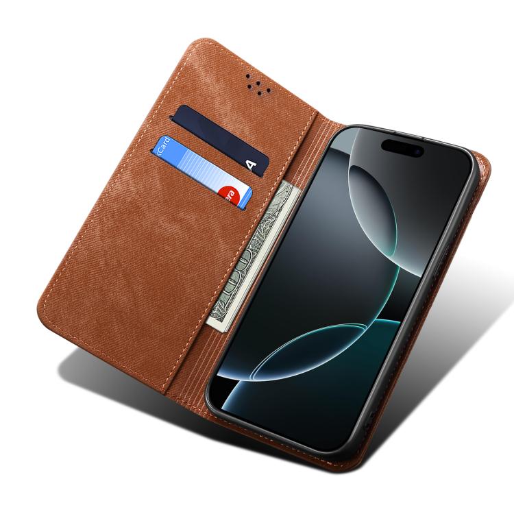 For Motorola Edge 60 Fusion Denim Texture Flip Leather Phone Case(Brown) - free shipping - PMC TechLife - Order now!