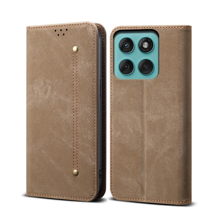 For Motorola Edge 60 Pro Denim Texture Flip Leather Phone Case(Khaki) - free shipping - PMC TechLife - Order now!