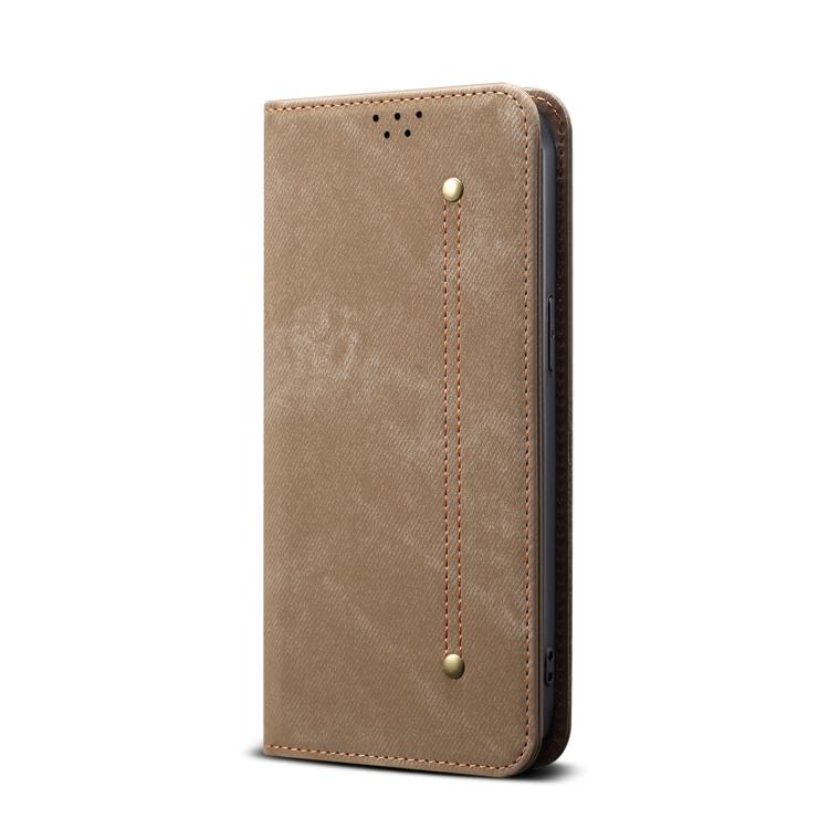For Motorola Edge 60 Pro Denim Texture Flip Leather Phone Case(Khaki) - free shipping - PMC TechLife - Order now!
