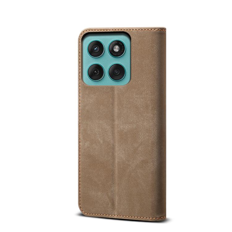 For Motorola Edge 60 Pro Denim Texture Flip Leather Phone Case(Khaki) - free shipping - PMC TechLife - Order now!