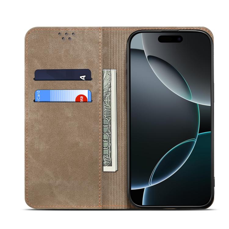 For Motorola Edge 60 Pro Denim Texture Flip Leather Phone Case(Khaki) - free shipping - PMC TechLife - Order now!