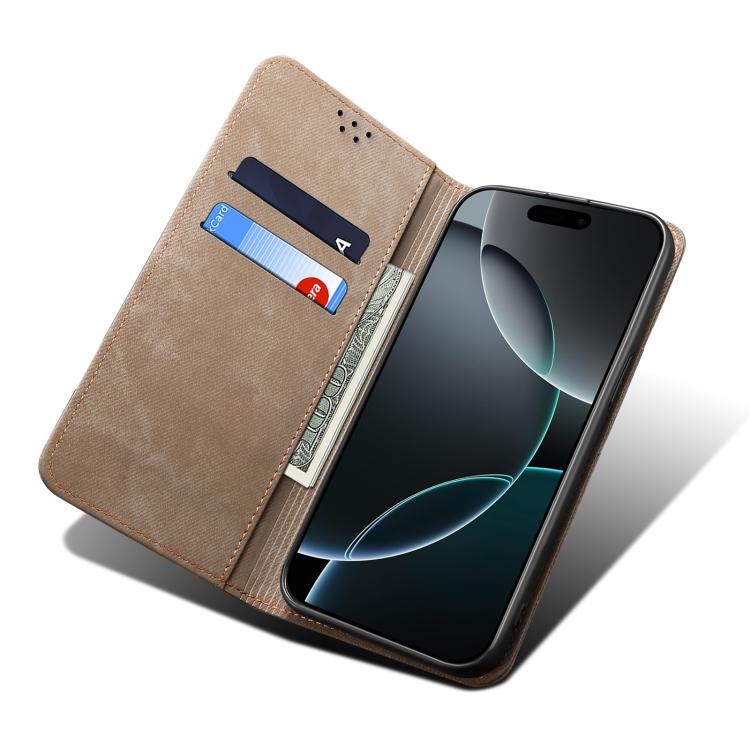 For Motorola Edge 60 Pro Denim Texture Flip Leather Phone Case(Khaki) - free shipping - PMC TechLife - Order now!