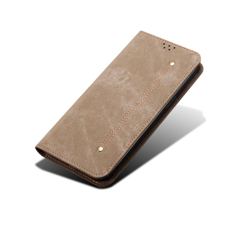 For Motorola Edge 60 Pro Denim Texture Flip Leather Phone Case(Khaki) - free shipping - PMC TechLife - Order now!