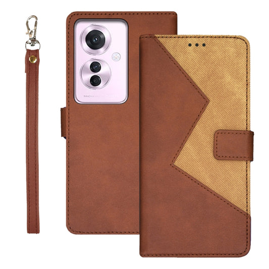 For OPPO Reno11 F idewei Two-color Splicing Leather Phone Case(Brown) - OPPO Cases by idewei | Online Shopping South Africa | PMC Jewellery | Buy Now Pay Later Mobicred