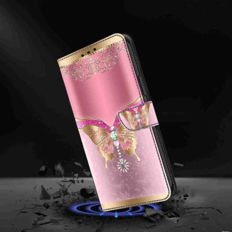 For Honor Magic5 Pro Crystal 3D Shockproof Protective Leather Phone Case(Pink Bottom Butterfly) - Honor Cases by PMC TechLife | Online Shopping South Africa | PMC TechLife | Buy Now Pay Later Mobicred