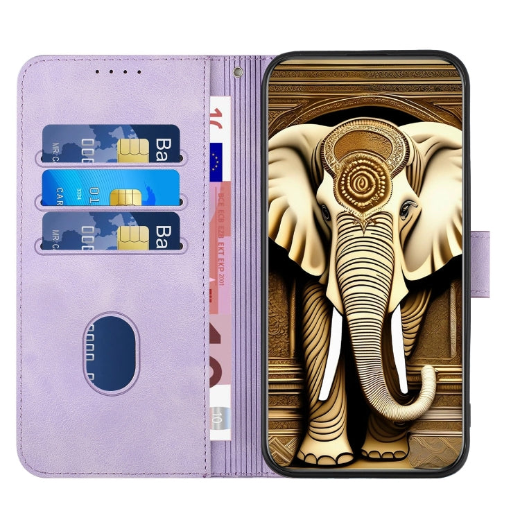 For Google Pixel 9 Pro YX0060 Elephant Head Embossed Phone Leather Case with Lanyard(Light Purple) - Google Cases by PMC TechLife | Online Shopping South Africa | PMC TechLife | Buy Now Pay Later Mobicred