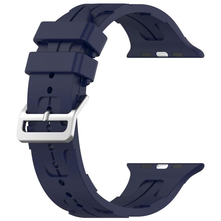 For Apple Watch SE 44mm H Texture Silicone Ladder Buckle Watch Band(Midnight) - Watch Bands by PMC TechLife | Online Shopping South Africa | PMC TechLife