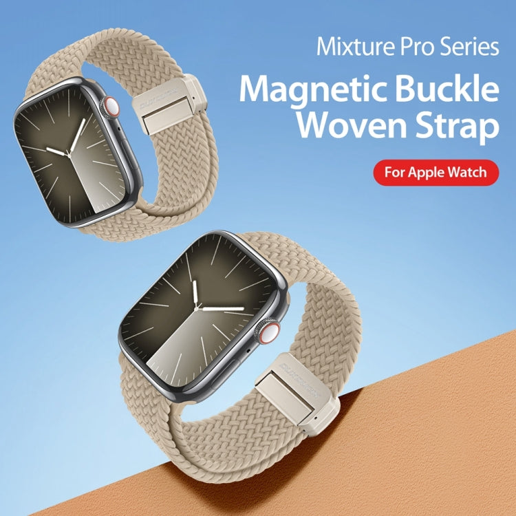 For Apple Watch SE 2023 40mm DUX DUCIS Mixture Pro Series Magnetic Buckle Nylon Braid Watch Band(Beige) - Watch Bands by DUX DUCIS | Online Shopping South Africa | PMC Jewellery | Buy Now Pay Later Mobicred