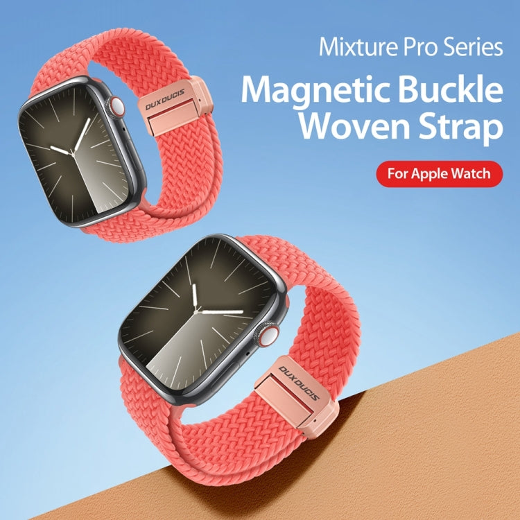 For Apple Watch Series 7 45mm DUX DUCIS Mixture Pro Series Magnetic Buckle Nylon Braid Watch Band(Guava) - Watch Bands by DUX DUCIS | Online Shopping South Africa | PMC Jewellery | Buy Now Pay Later Mobicred