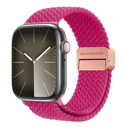 For Apple Watch Series 7 45mm DUX DUCIS Mixture Pro Series Magnetic Buckle Nylon Braid Watch Band(Raspberry Color) - Watch Bands by DUX DUCIS | Online Shopping South Africa | PMC Jewellery | Buy Now Pay Later Mobicred