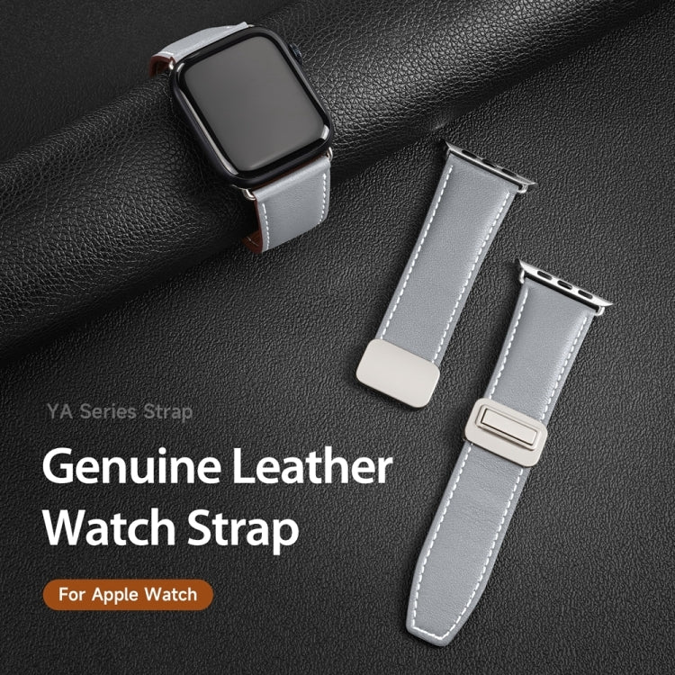 For Apple Watch SE 2023 44mm DUX DUCIS YA Series Magnetic Buckle Genuine Leather Watch Band(Grey) - Watch Bands by DUX DUCIS | Online Shopping South Africa | PMC Jewellery | Buy Now Pay Later Mobicred