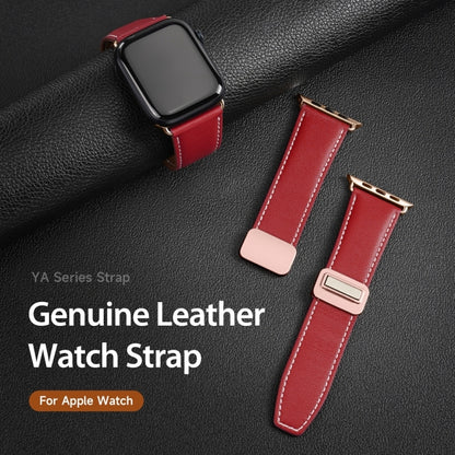 For Apple Watch SE 2023 44mm DUX DUCIS YA Series Magnetic Buckle Genuine Leather Watch Band(Red) - Watch Bands by DUX DUCIS | Online Shopping South Africa | PMC Jewellery | Buy Now Pay Later Mobicred