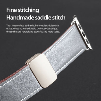 For Apple Watch Series 9 41mm DUX DUCIS YA Series Magnetic Buckle Genuine Leather Watch Band(Grey) - Watch Bands by DUX DUCIS | Online Shopping South Africa | PMC Jewellery | Buy Now Pay Later Mobicred