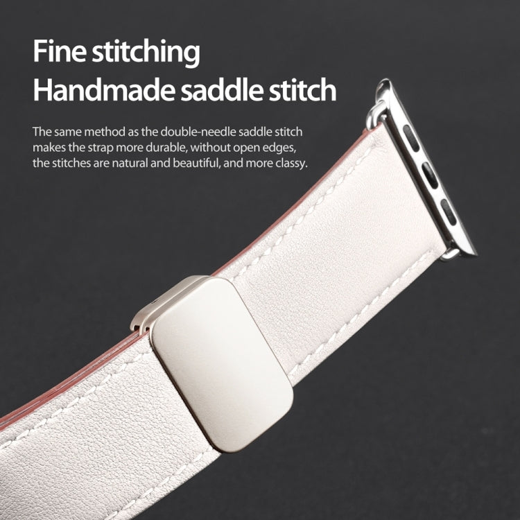 For Apple Watch Series 9 41mm DUX DUCIS YA Series Magnetic Buckle Genuine Leather Watch Band(White) - Watch Bands by DUX DUCIS | Online Shopping South Africa | PMC Jewellery | Buy Now Pay Later Mobicred