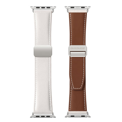 For Apple Watch Series 6 44mm DUX DUCIS YA Series Magnetic Buckle Genuine Leather Watch Band(White) - Watch Bands by DUX DUCIS | Online Shopping South Africa | PMC Jewellery | Buy Now Pay Later Mobicred