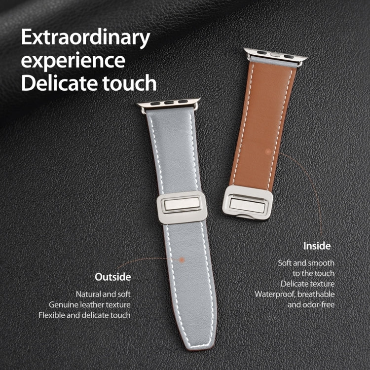 For Apple Watch Series 5 40mm DUX DUCIS YA Series Magnetic Buckle Genuine Leather Watch Band(Grey) - Watch Bands by DUX DUCIS | Online Shopping South Africa | PMC Jewellery | Buy Now Pay Later Mobicred