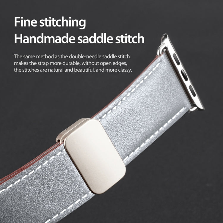 For Apple Watch Series 5 40mm DUX DUCIS YA Series Magnetic Buckle Genuine Leather Watch Band(Grey) - Watch Bands by DUX DUCIS | Online Shopping South Africa | PMC Jewellery | Buy Now Pay Later Mobicred