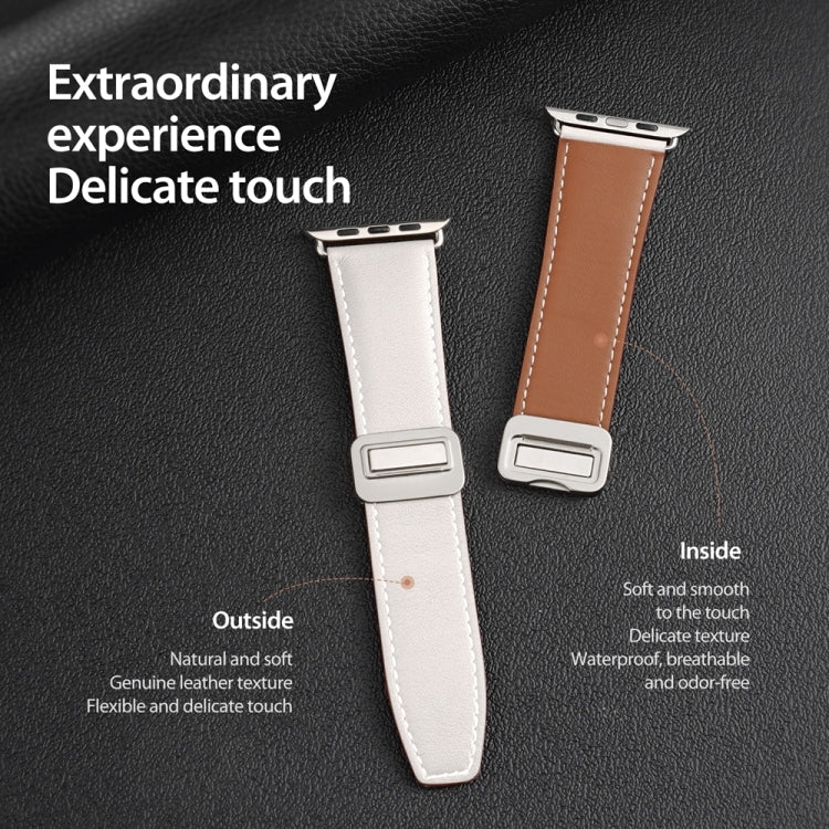 For Apple Watch Series 5 40mm DUX DUCIS YA Series Magnetic Buckle Genuine Leather Watch Band(White) - Watch Bands by DUX DUCIS | Online Shopping South Africa | PMC Jewellery | Buy Now Pay Later Mobicred