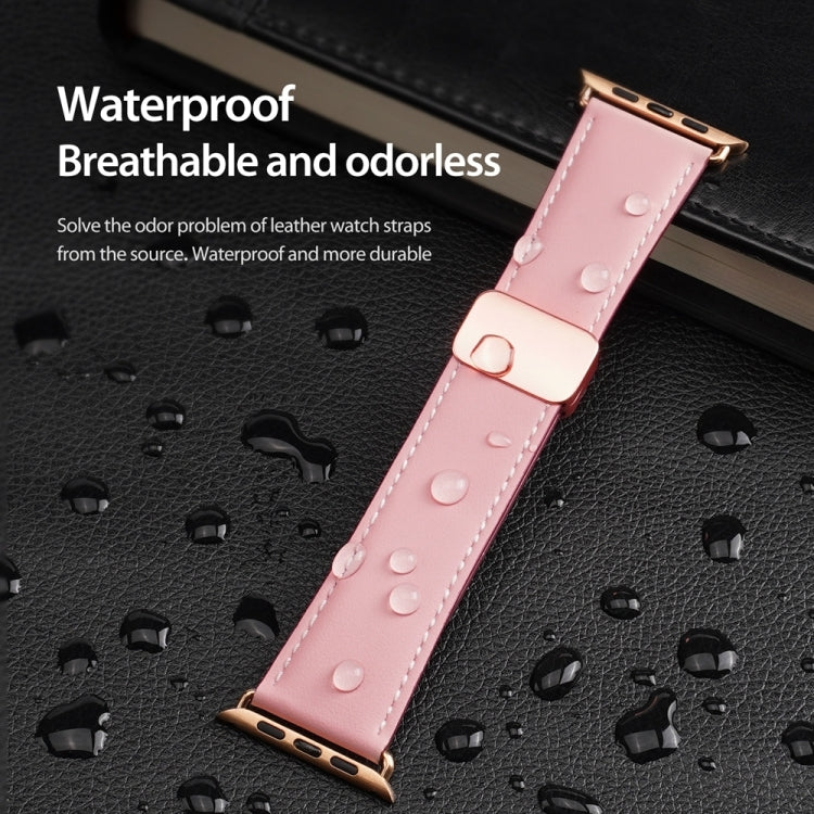 For Apple Watch Series 3 38mm DUX DUCIS YA Series Magnetic Buckle Genuine Leather Watch Band(Pink) - Watch Bands by DUX DUCIS | Online Shopping South Africa | PMC Jewellery | Buy Now Pay Later Mobicred