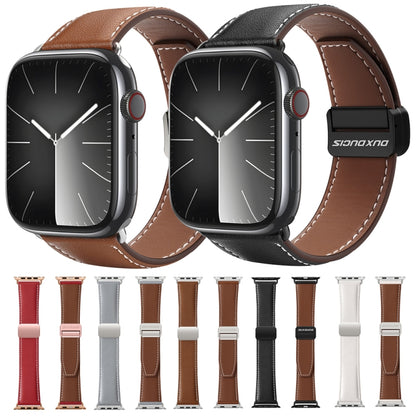 For Apple Watch SE 2023 40mm DUX DUCIS YA Series Magnetic Buckle Genuine Leather Watch Band(Brown) - Watch Bands by DUX DUCIS | Online Shopping South Africa | PMC Jewellery | Buy Now Pay Later Mobicred