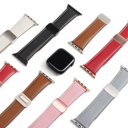 For Apple Watch Series 6 40mm DUX DUCIS YA Series Magnetic Buckle Genuine Leather Watch Band(Black) - Watch Bands by DUX DUCIS | Online Shopping South Africa | PMC Jewellery | Buy Now Pay Later Mobicred