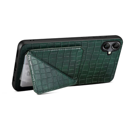 For Samsung Galaxy S24 Ultra 5G Denior Imitation Crocodile Leather Back Phone Case with Holder(Green) - Galaxy S24 Ultra 5G Cases by Denior | Online Shopping South Africa | PMC Jewellery | Buy Now Pay Later Mobicred