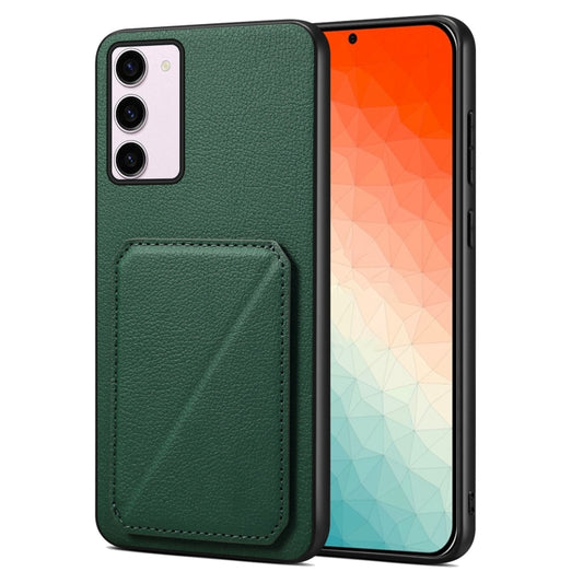 For Samsung Galaxy S24 5G Denior Imitation Calf Leather Back Phone Case with Holder(Green) - Galaxy S24 5G Cases by Denior | Online Shopping South Africa | PMC Jewellery | Buy Now Pay Later Mobicred