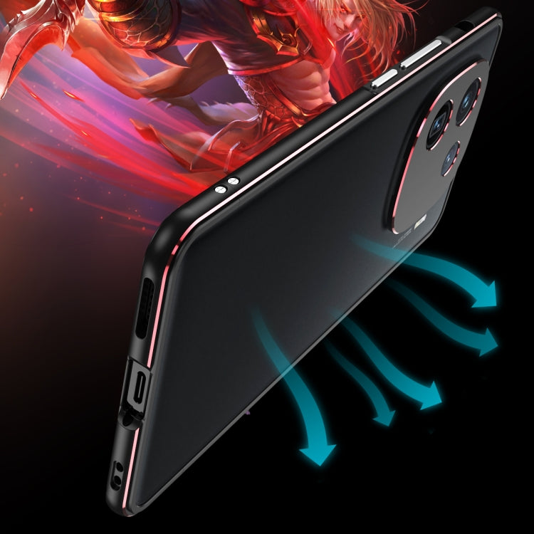 For vivo iQOO 12 Aurora Series Lens Protector + Metal Frame Phone Case(Black Blue) - iQOO 12 Cases by PMC TechLife | Online Shopping South Africa | PMC TechLife