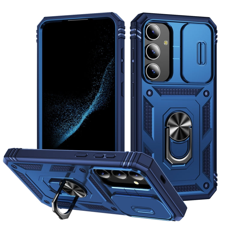 For Samsung Galaxy S24+ 5G Sliding Camshield TPU + PC Phone Case with Holder(Navy Blue) - Galaxy S24+ 5G Cases by PMC TechLife | Online Shopping South Africa | PMC TechLife