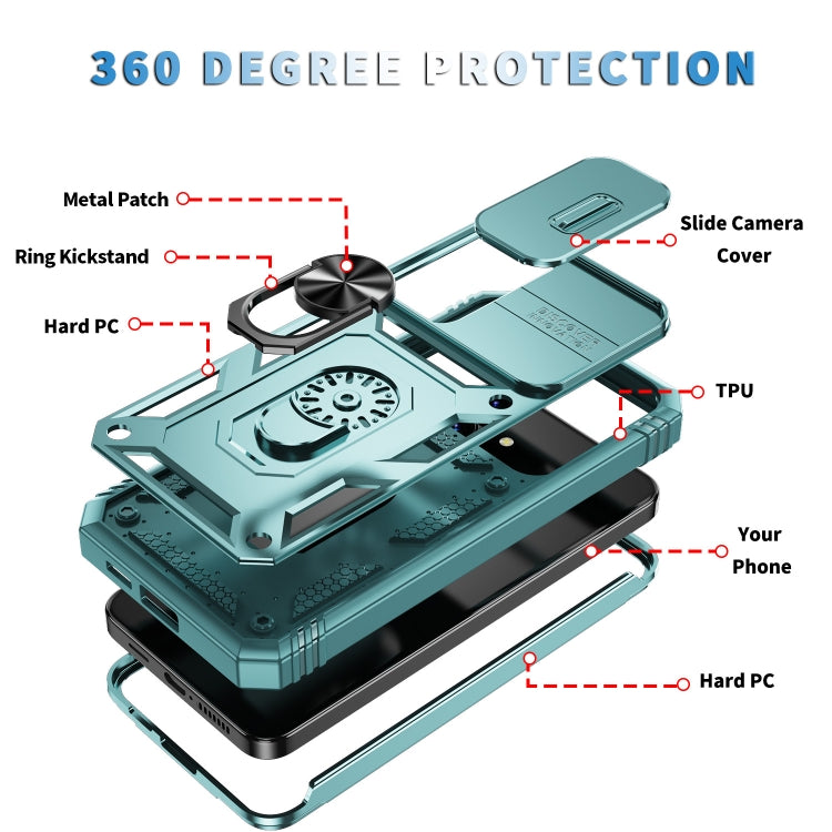 For Samsung Galaxy S24+ 5G Sliding Camshield TPU + PC Phone Case with Holder(Green) - Galaxy S24+ 5G Cases by PMC TechLife | Online Shopping South Africa | PMC TechLife